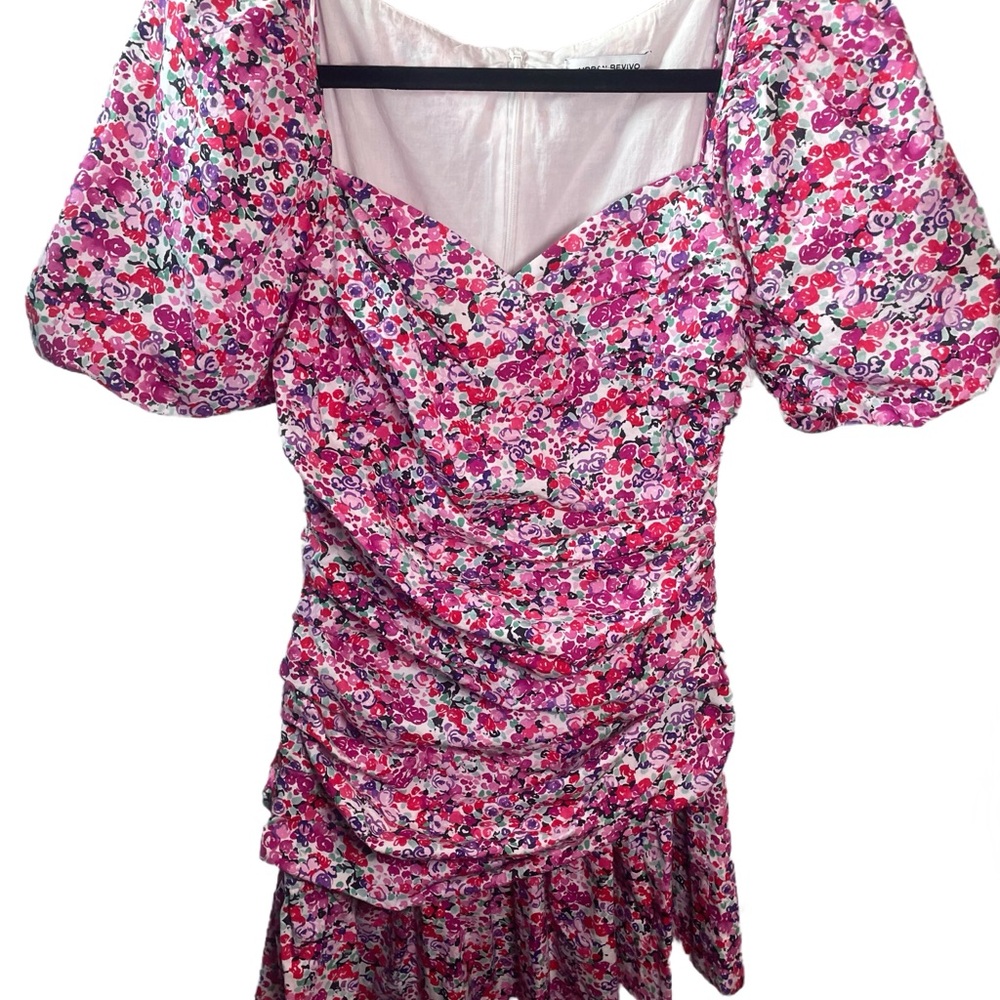 Urban Revivo Ruched Puff Sleeve Dress Size 6 - Picture 3 of 9